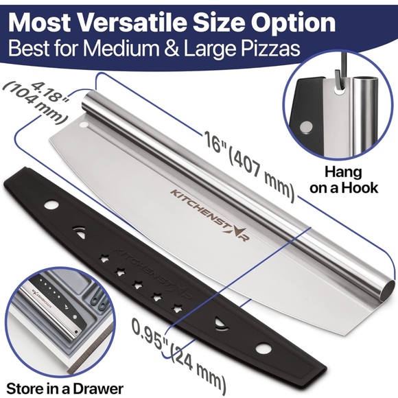 KitchenStar Stainless Steel Pizza Cutter Rocker - Picture 5 of 10